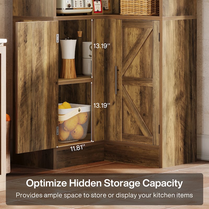 Corner Cabinet, 74'' Tall Kitchen Pantry Cabinet, 6-Tier Corner Pantry