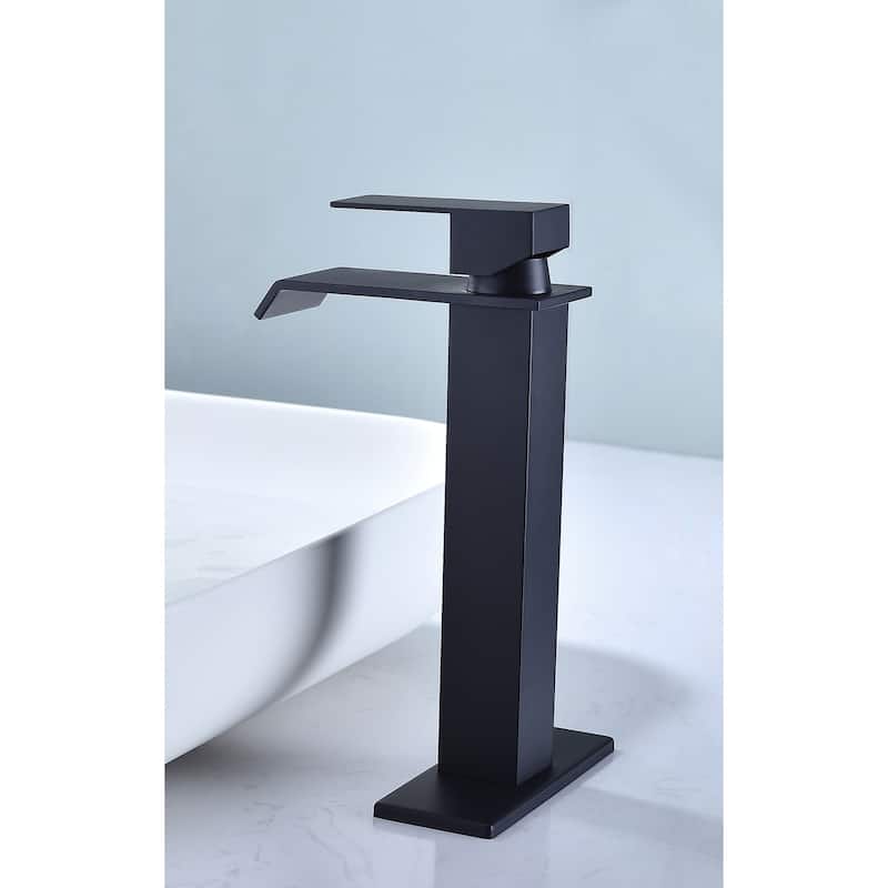 Single Handle Waterfall Bathroom Sink Faucet with Adjustable Water Flow and Temperature, Corrosion and Rust Resistant