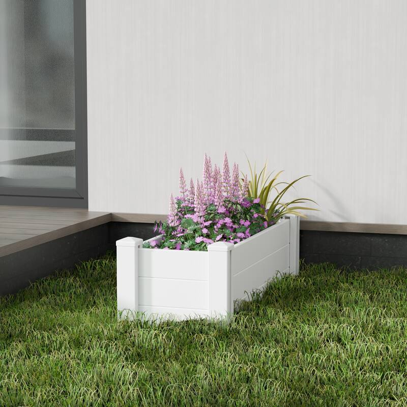 Outdoor PVC Privacy Raised Garden Bed Panels Planter Box With Ground Stakes