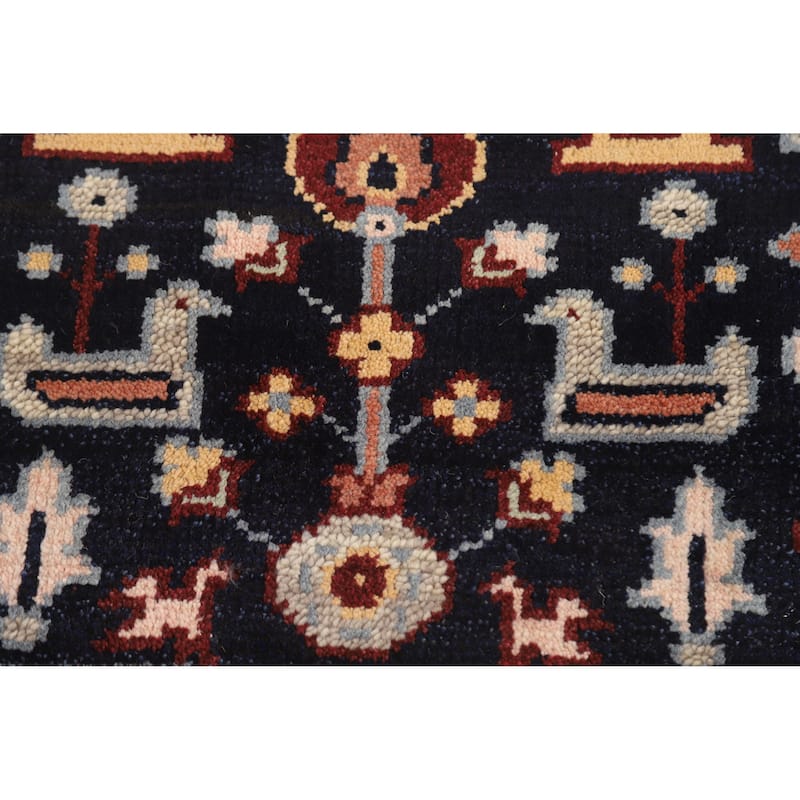 Hand Knotted Oriental 100% Wool Carpet Traditional Tribal Navy Blue & Blues Heriz (serapi) Area Rug - 9' 10'' X 8' 0''