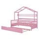 preview thumbnail 26 of 76, Wood House Bed Frame, Wooden Platform Daybed with Storage Shelf, for Teens Boys Girls Bedroom Dorm
