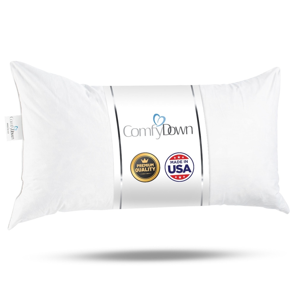 Delara Premium Organic Cotton Pillow Insert, 100% White Duck Feather Filling, Set of 2 - 20x20