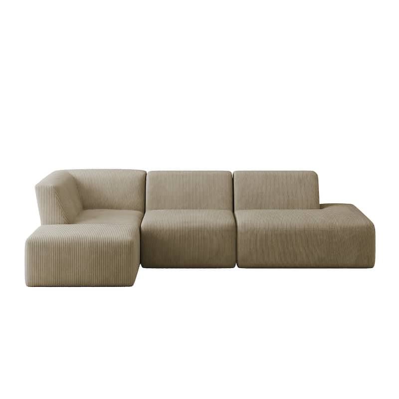 Corduroy Fully Sponge Molded Modular Sectional Sofa with Ottoman