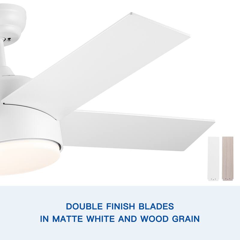 44" Intergrated LED Ceiling Fan Lighting with White ABS Blade