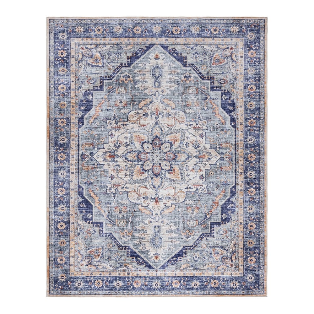 Gertmenian Crystal Print Washable Digital Printed Flat Pile Polyester Slip Resistant Area Rug Collection