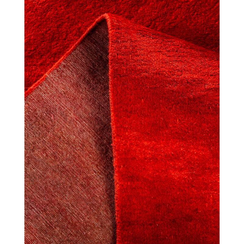 Overton Hand Knotted Wool Vintage Inspired Modern Contemporary Overdyed Red Area Rug - 12' 0" x 18' 9"