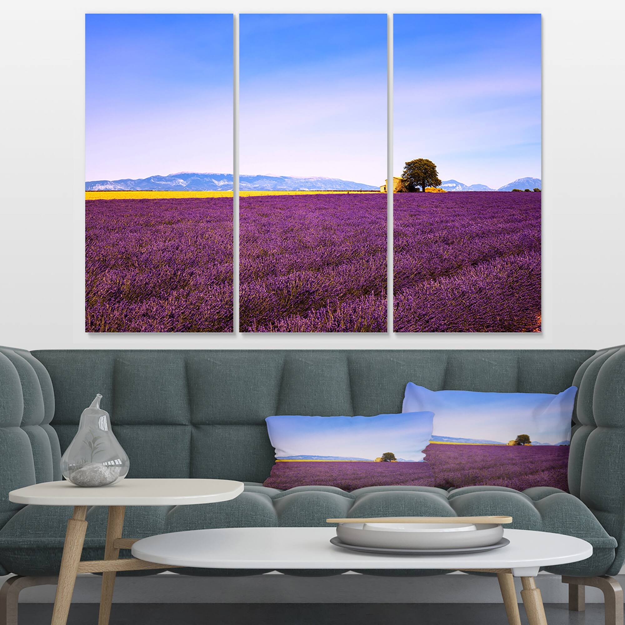 Designart "Lavender Flowers with Old House" Oversized Landscape Wall