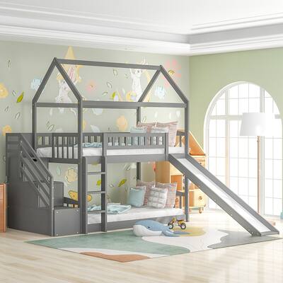 Space Saving Bunk Bed with 2 Drawers and Slide