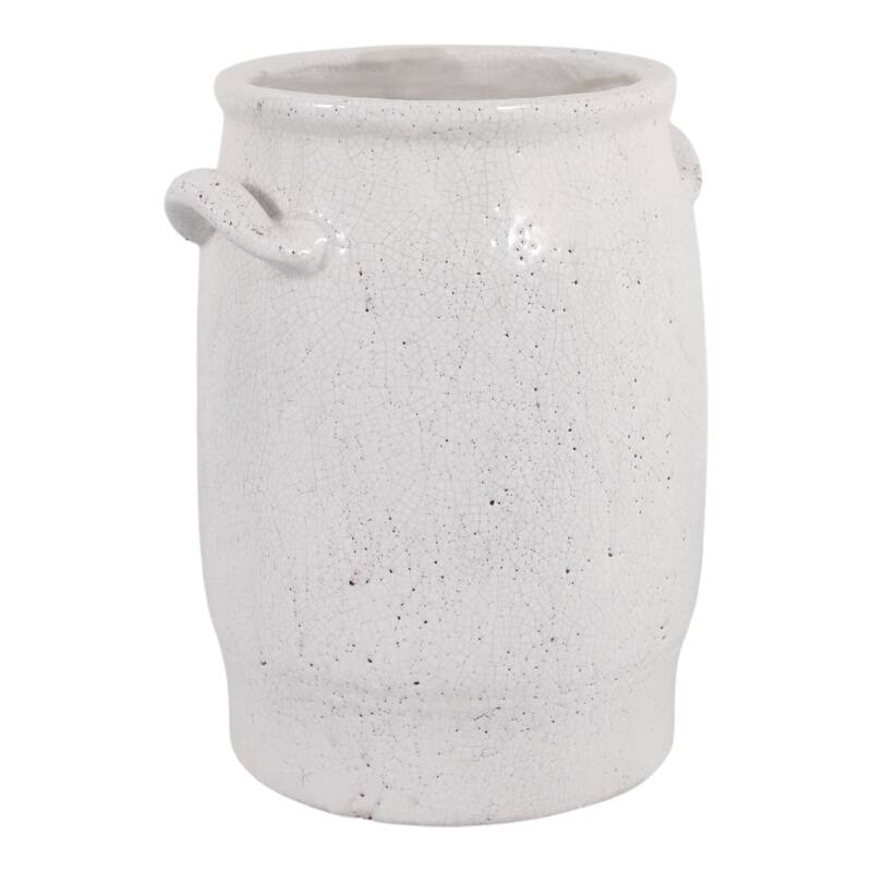 Terracotta Modern Table Vase with Sleek Form Home Decor - 12" White