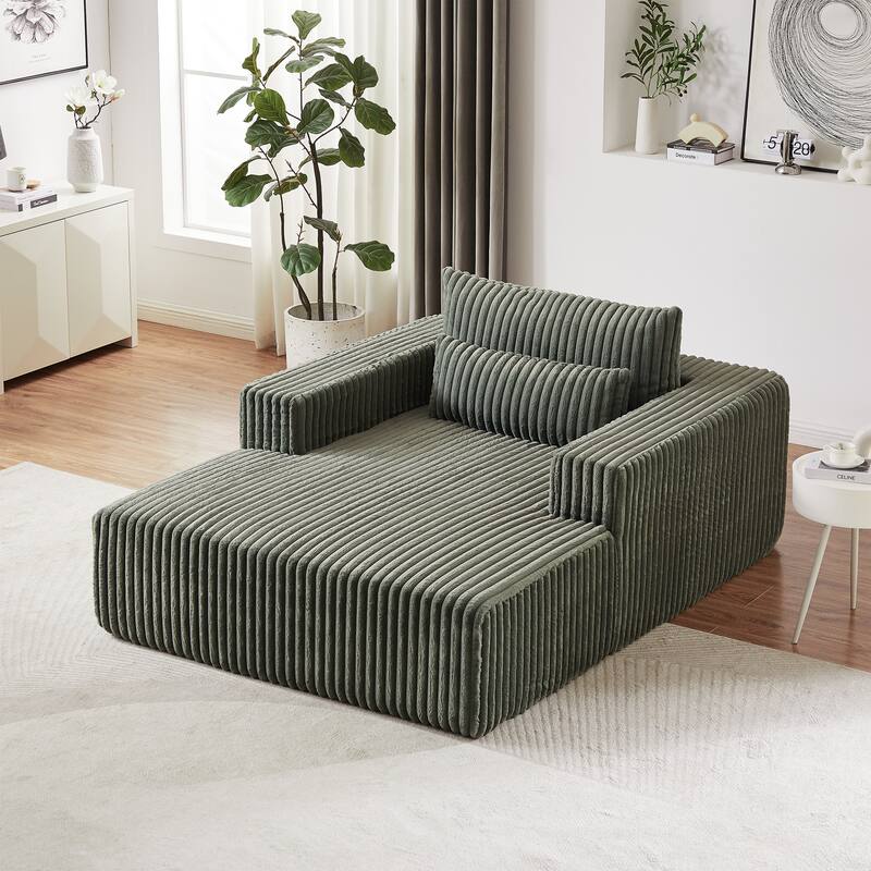 Plush Corduroy Fabric Modular Cloud Sofa with Backrest Pillow for Livingroom 75-Inch Fluffy Sleeper Sofa Bed