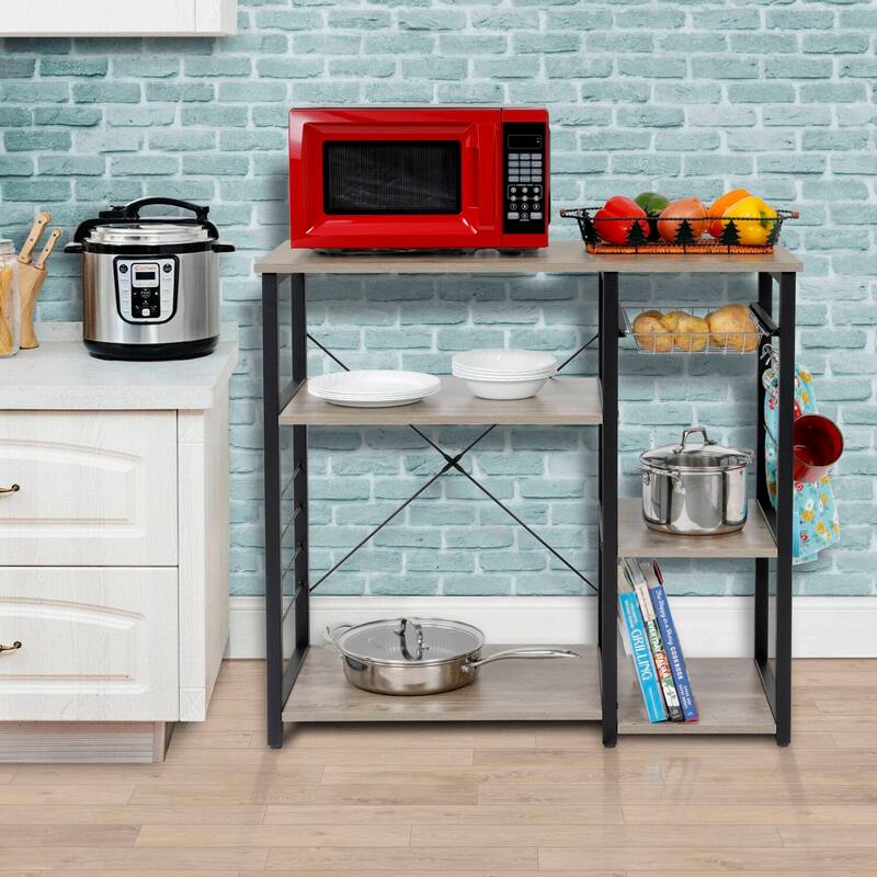 Kitchen Island Cart with Storage - Rolling Kitchen Island with Vegetable Basket
