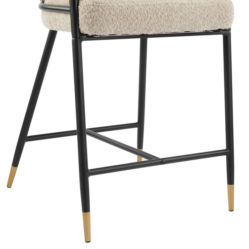 Roomfitters Upholstered Counter Stool Set of 2, Modern Metal Frame Bar Stool for Kitchen Island