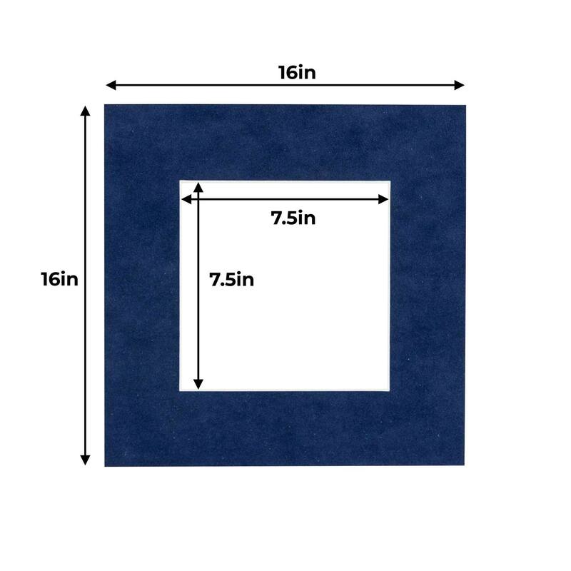 16x16 Mat for 8x8 Photo - Navy Suede Matboard for Frames Measuring 16 x 16 Inches - To Display Art Measuring 8 x 8 Inches