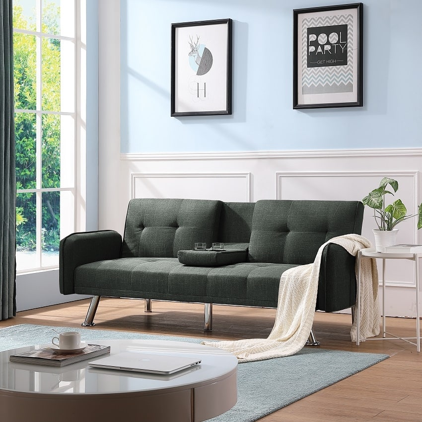 Convertible Sofa Sleeper Futon with Arms