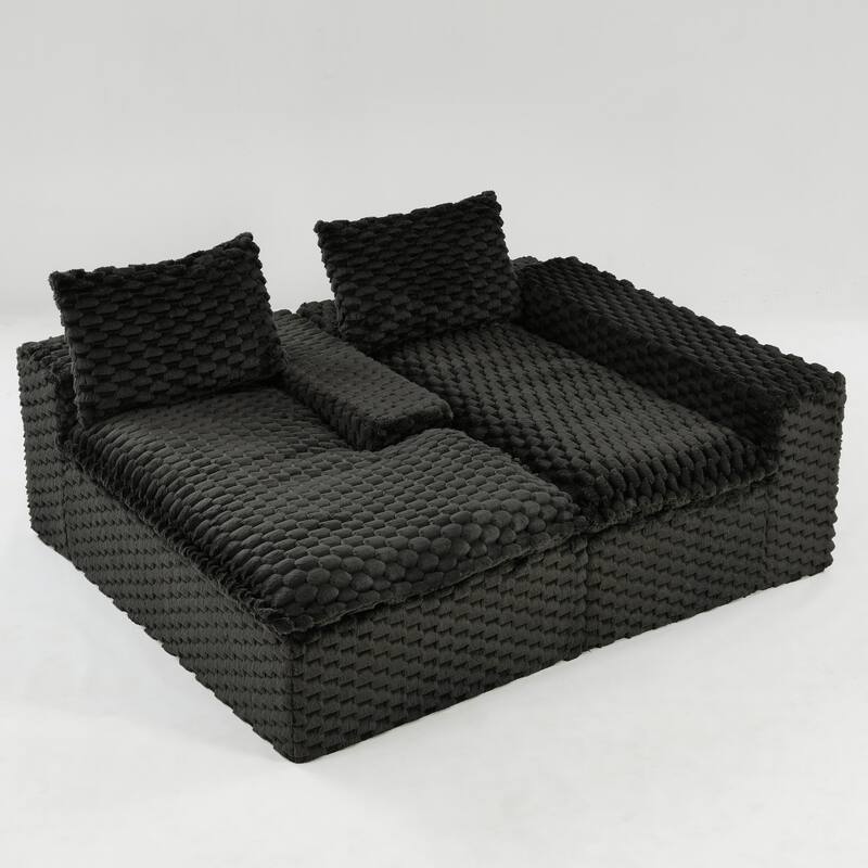 L-Shaped Sleeper Sectional Sofa Convertible Straight Sofa, Loveseat and Chaise Lounge Set for Living Room