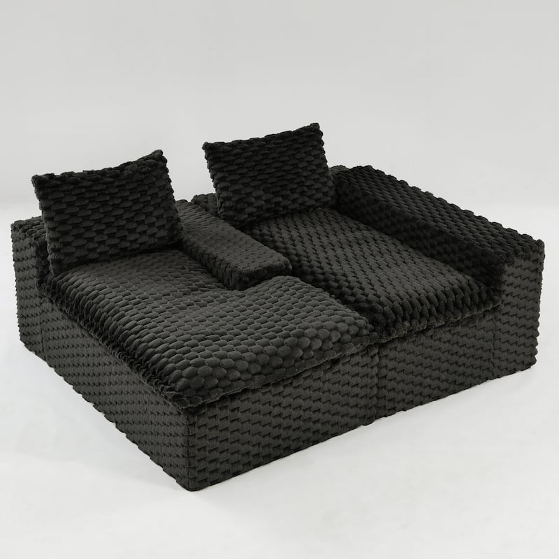 Versatile Turtle Velvet Sectional Sofa with Loveseat Couch and Chaise Lounge, Free Combination Modular Compressed Couch