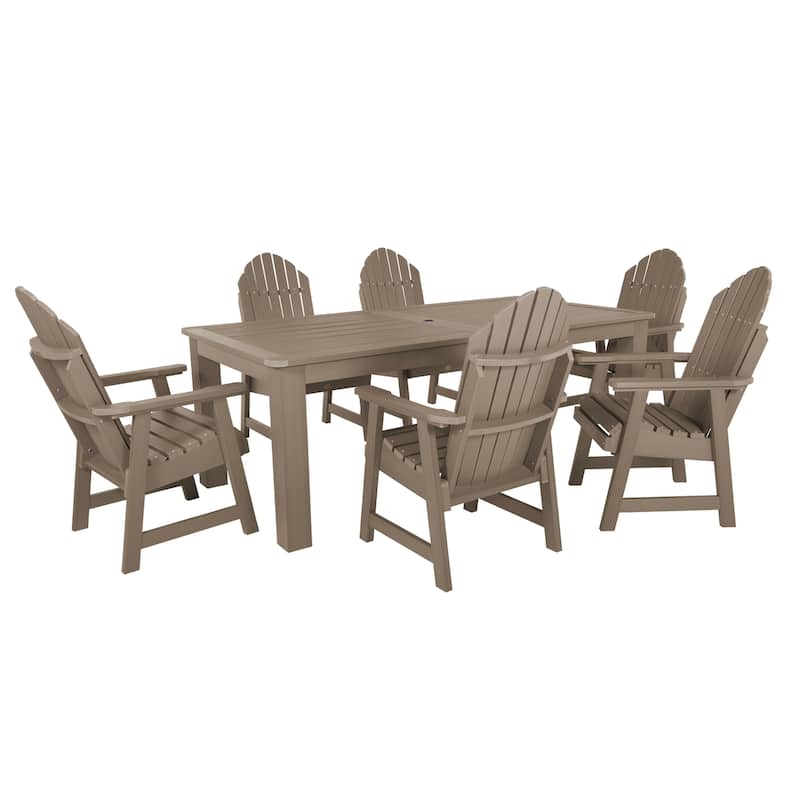HIGHWOOD Hamilton Adirondack 7-Piece Outdoor Dining Height Set - Woodland Brown