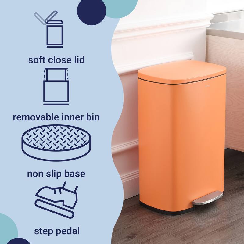 happimess 13-Gallon Trash Can with Soft-Close Lid and FREE Mini Trash Can
