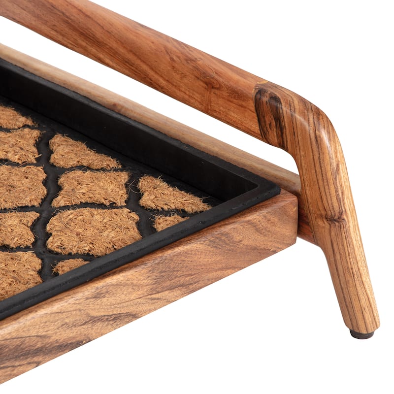 Jani Single-Tier Natural Stand 3-Pair Rubber Boot Tray.