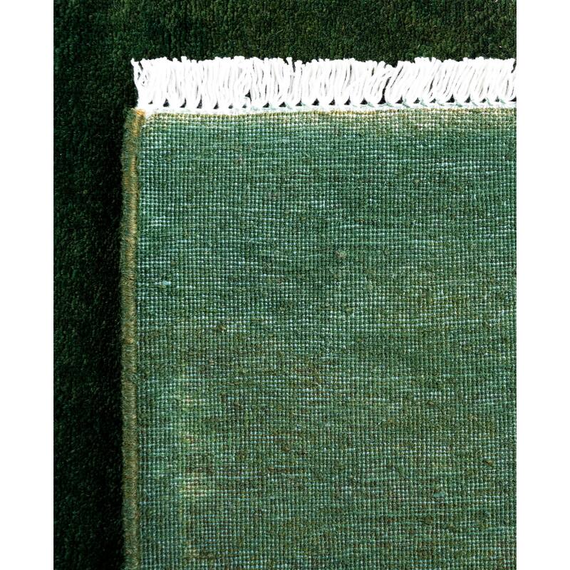 Overdyed One-of-a-Kind Hand-Knotted Runner Rug - Green - 2' 9" x 4' 3"