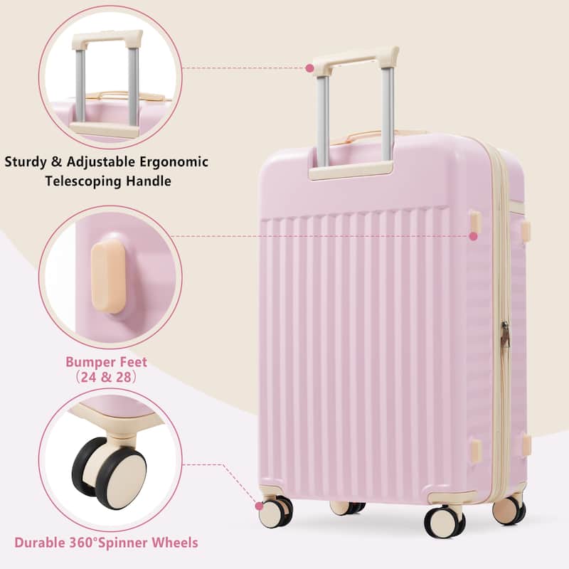 5 Piece Luggage Sets w/Spinner Wheels, Hardshell ABS Suitcase Set w/Tsa Lock, Lightweight Hardside Waterproof Travel Suitcases