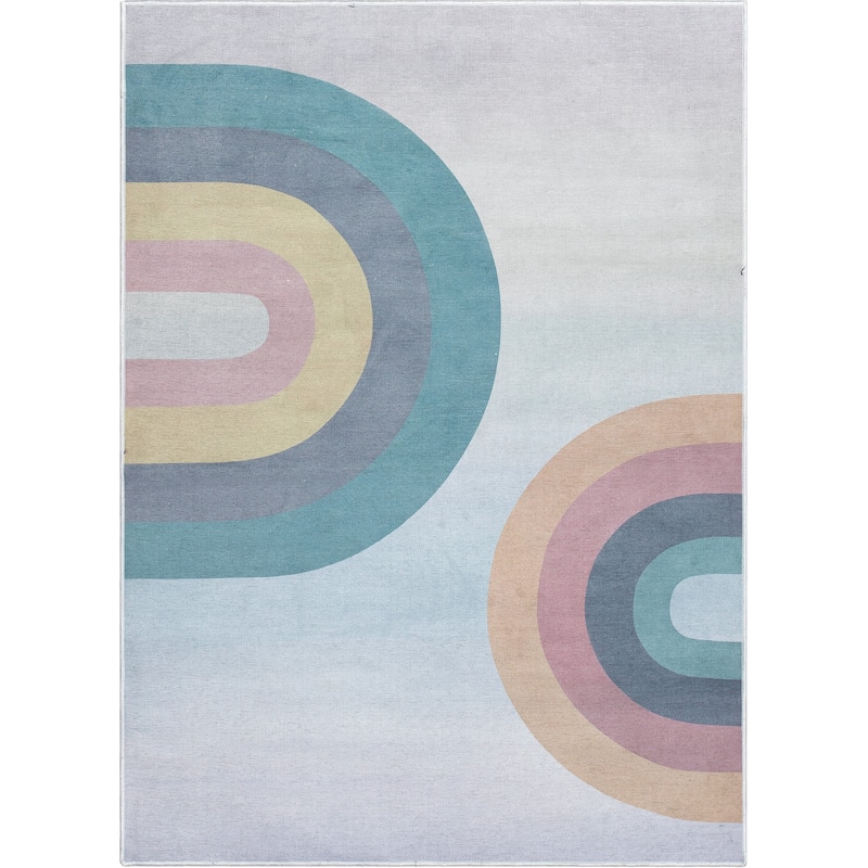 Well Woven Kids Rugs Kaleidoscope Rainbow Modern Machine Washable Area Rug