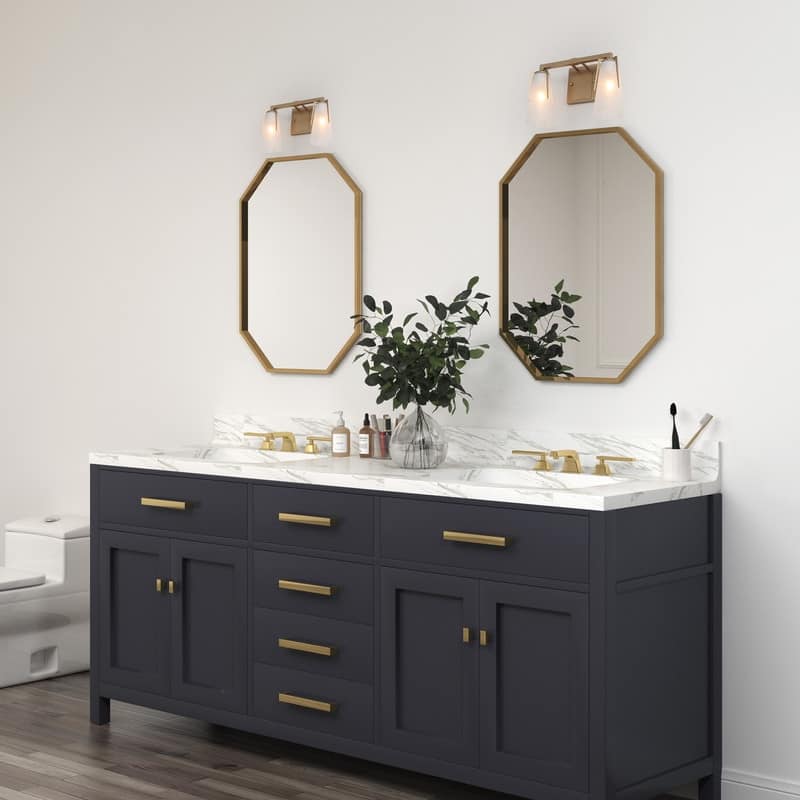 Modern Glam Frosted Glass Bronze Gold Bathroom Vanity Lights Dimmable Wall Sconces