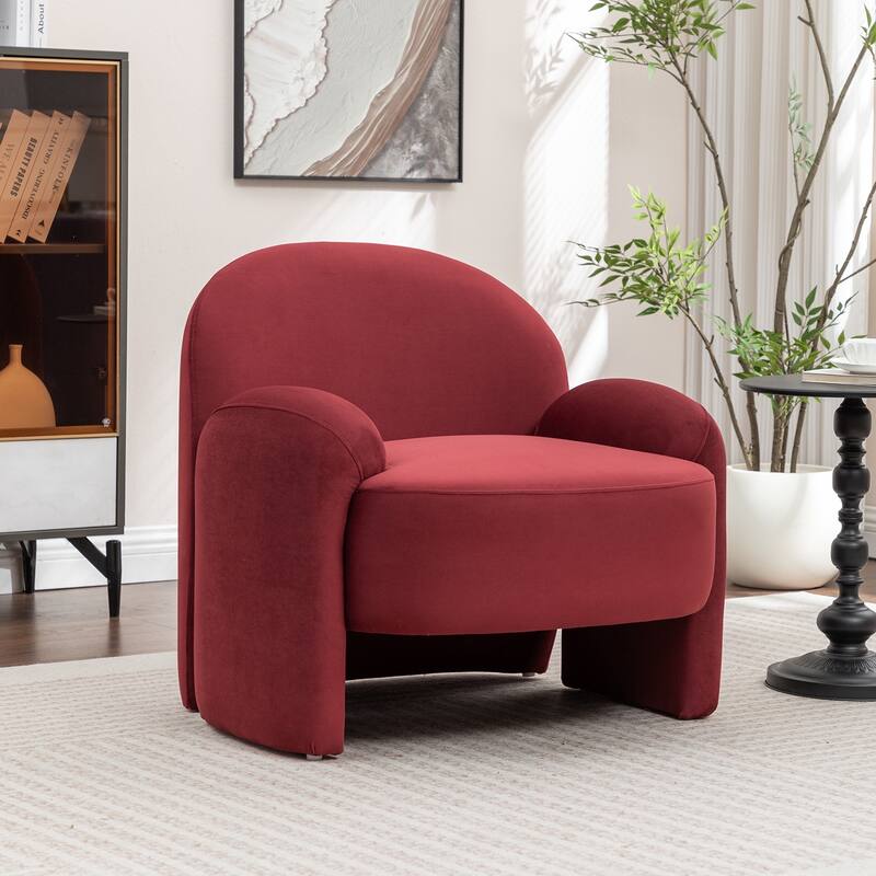 SEYNAR Modern Glam Velvet Thickened Seat Cushion Accent Chair - Red