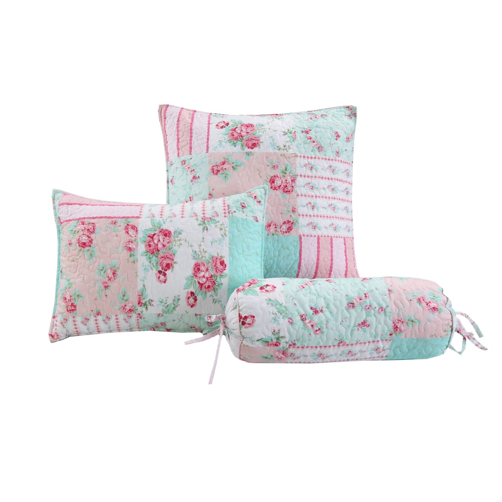 Cozy Line Tiffany Pink Garden Floral Cotton Polyester Throw Pillows (Set of 3)