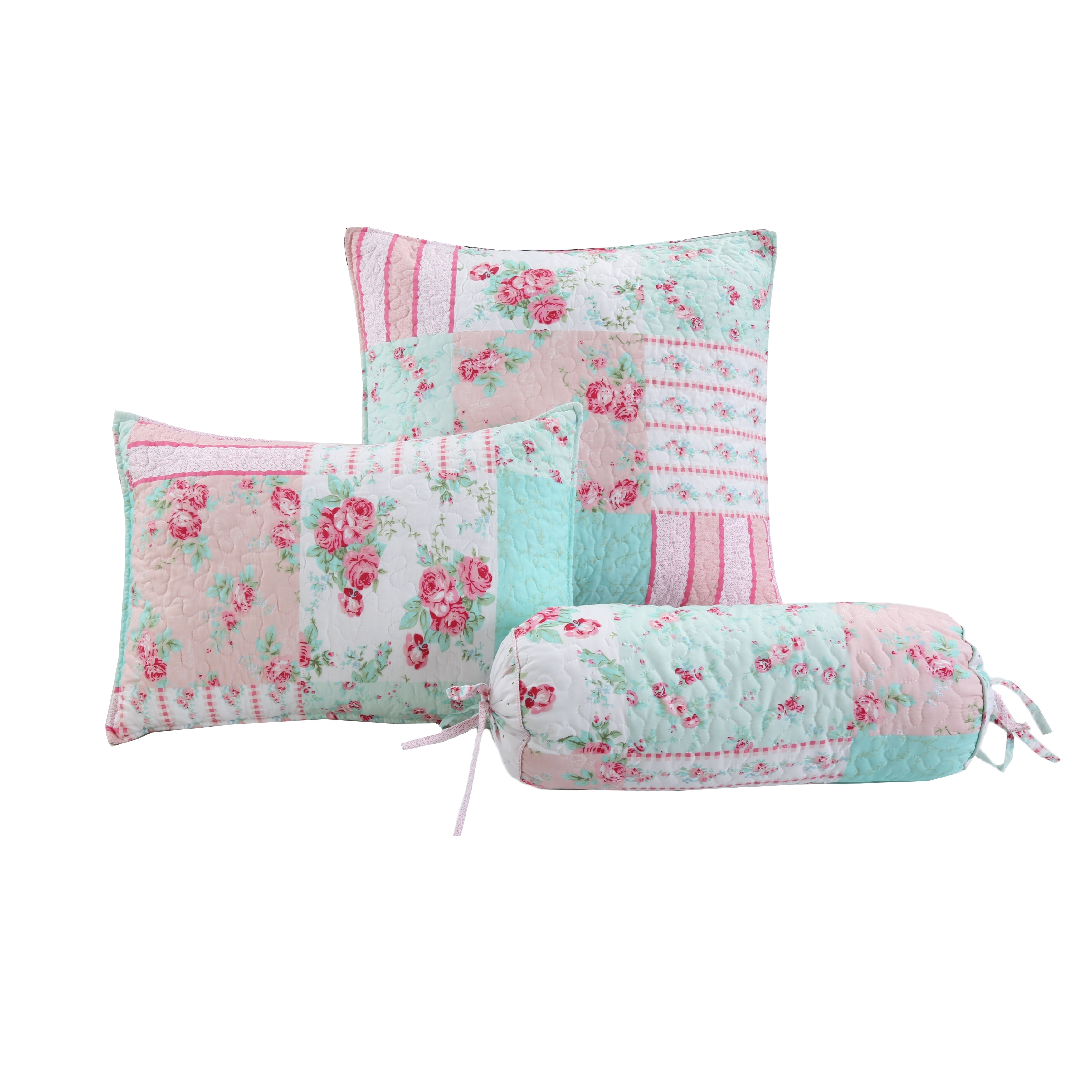 Cozy Line Tiffany Pink Garden Floral Cotton Polyester Throw Pillows