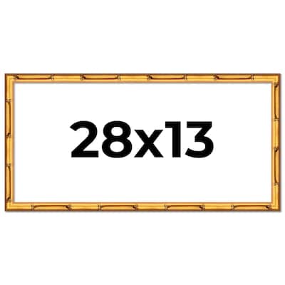 28x13 Frame Gold Bamboo Solid Wood Picture Frame | 1 Inch Moulding