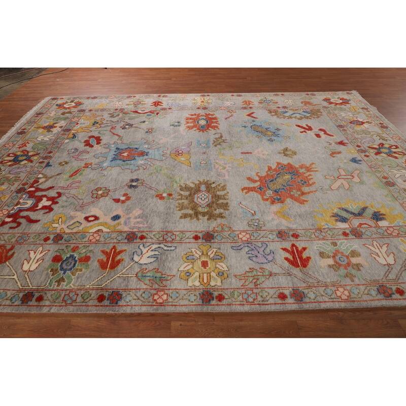 Floral Oushak Oriental Area Rug Handmade Transitional Wool Carpet - 8'9"x 11'9"