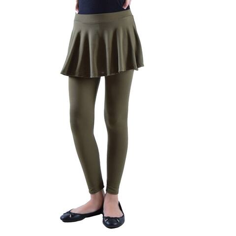 Dinamit Girls' Solid Color Cotton-Spandex Skirted Leggings