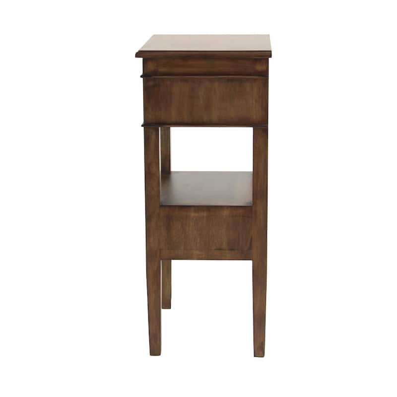 Wood 2 Drawers and 1 Shelf Accent Table - Brown or White - Roche River Decor