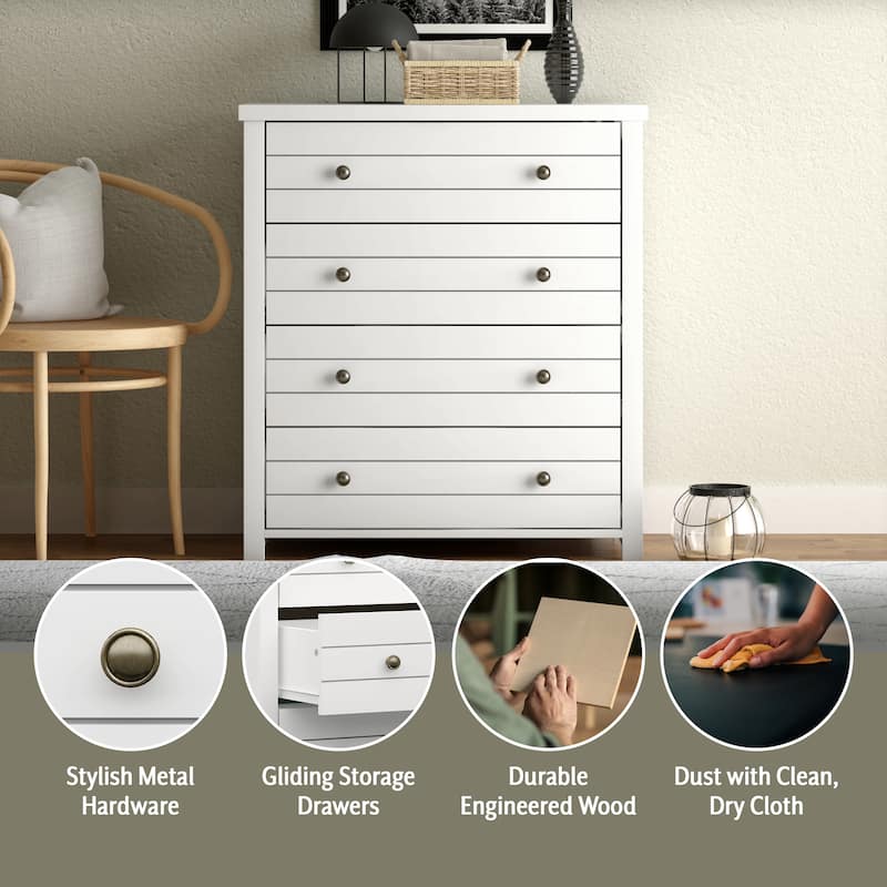 Living Essentials by Hillsdale Harmony Plank Front 4-drawer Chest