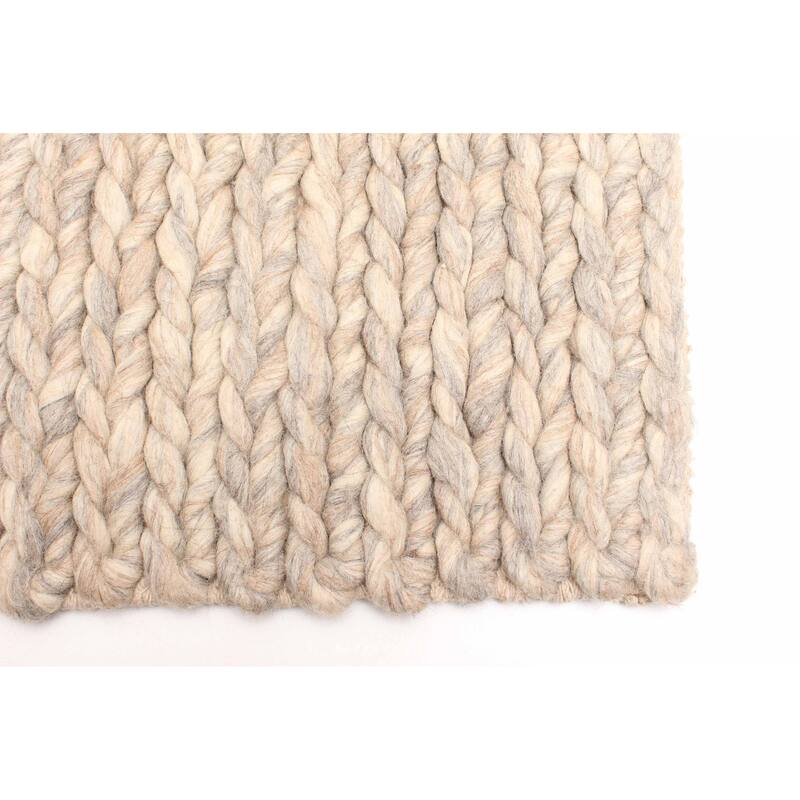 ECARPETGALLERY Braid weave Sienna Tan Wool Rug - 5'0 x 7'8