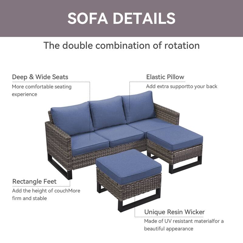 5 Piece Patio Sofa Chair Furniture Set