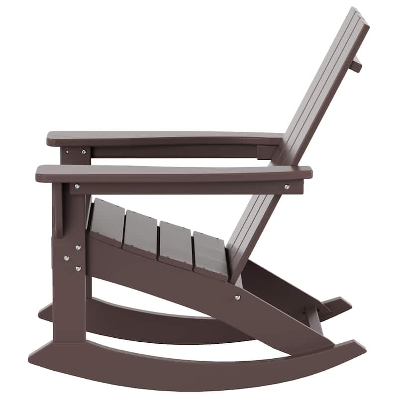Shoreside Modern Eco-Friendly All Weather Poly Adirondack Rocking Chair