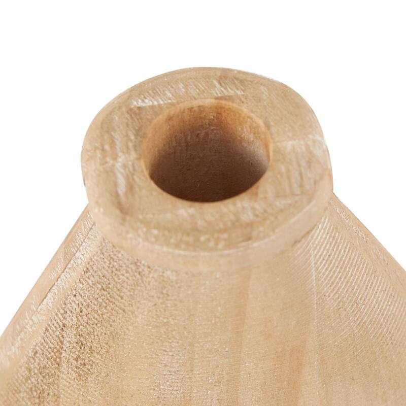 Brown Wood Teardrop Decorative Vase with Cutout Center (Set of 2)