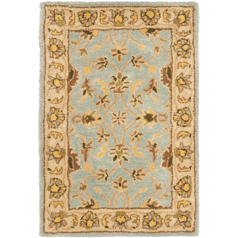 SAFAVIEH Handmade Heritage Turtoise Traditional Oriental Wool Rug - 4' x 6' - Light Blue/Beige