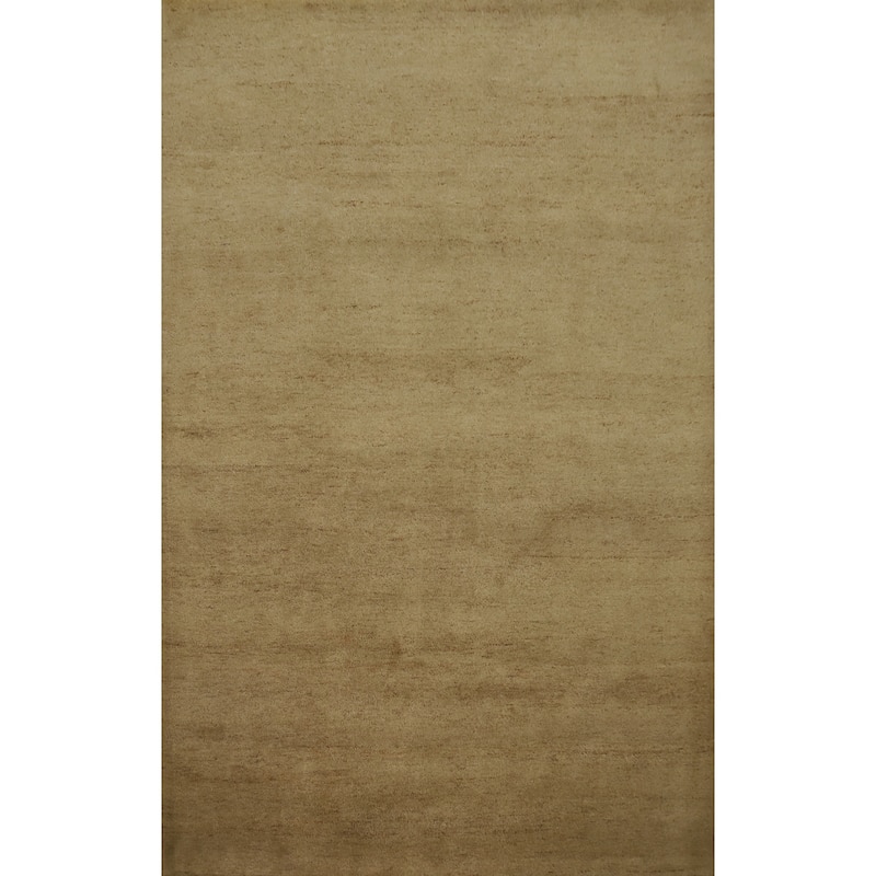 Hand Knotted Oriental 100% Wool Carpet Modern Solid Beige & Ivories Gabbeh Area Rug - 9' 9'' X 6' 8''