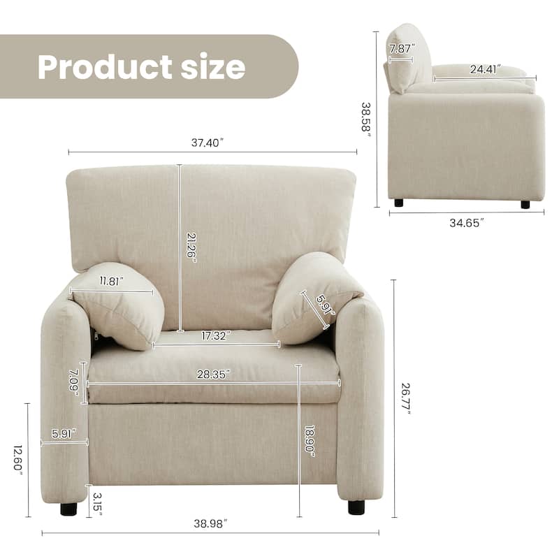 Modern Style Oversized Accent Chair for Living Room,Bedroom