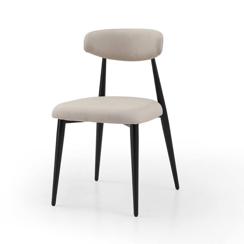 2 Pcs Upholstered Dining Chairs, Modern Kitchen Chairs With Curved Backrest, Metal Legs, Thick Seat Cushion Comfortable Chairs