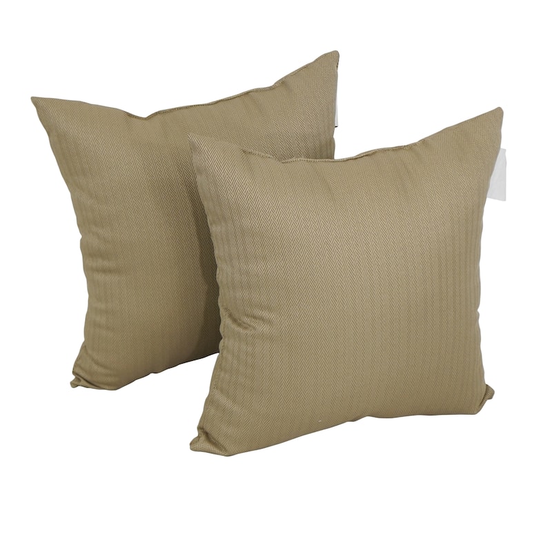 17-inch Square Premium Woven Outdoor Throw Pillows (Set of 1, 2, or 4) - Set of 2 - Newfound Café
