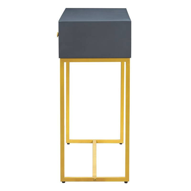 38" Modern Console Table with Two Drawers and Gold Metal Base for Entryway, Living Room