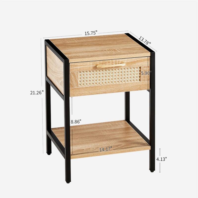 1-Piece or 2-Piece 15.74" Rattan Side Table with Drawer