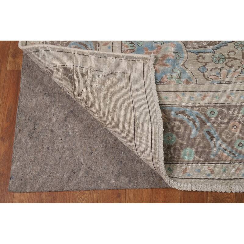 Traditional Tabriz Persian Rug Handmade Oriental Beige Wool Carpet - 8'11"x 11'3"