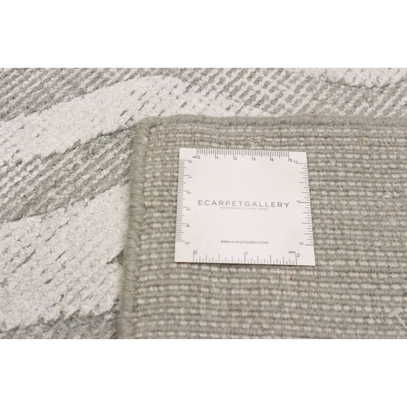 ECARPETGALLERY Hand-knotted Tangier Light Grey Viscose, Wool Rug - 4'10 x 7'11