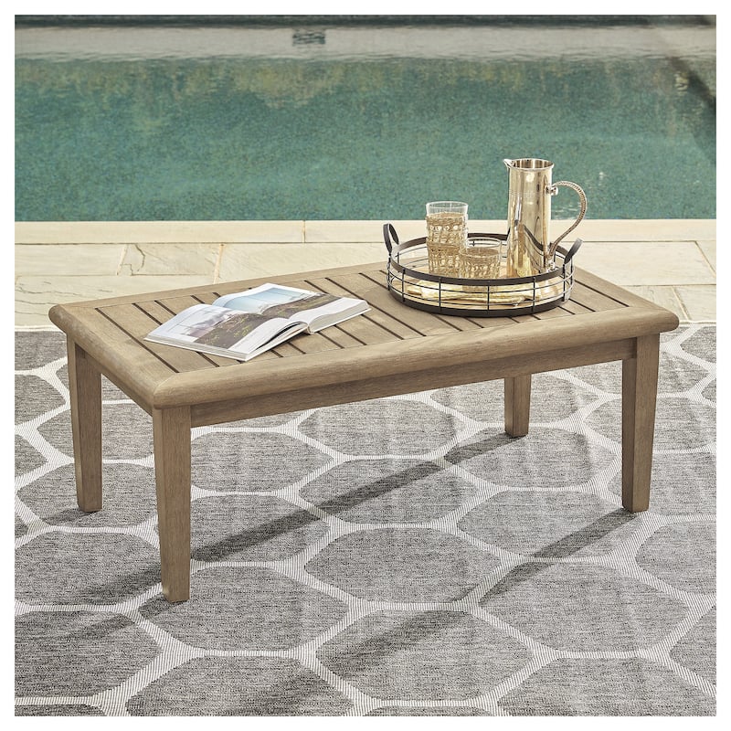 Signature Design by Ashley Gerianne Outdoor Brown Rectangular Cocktail Table - 50" W x 26" D x 18.63" H