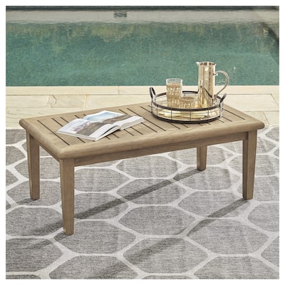 Signature Design by Ashley Gerianne Outdoor Brown Rectangular Cocktail Table - 50" W x 26" D x 18.63" H